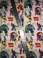 Marvel, Hulk, Iron Man, Spiderman Cotton Fabric 1/2 Yard (18 By 44”) New