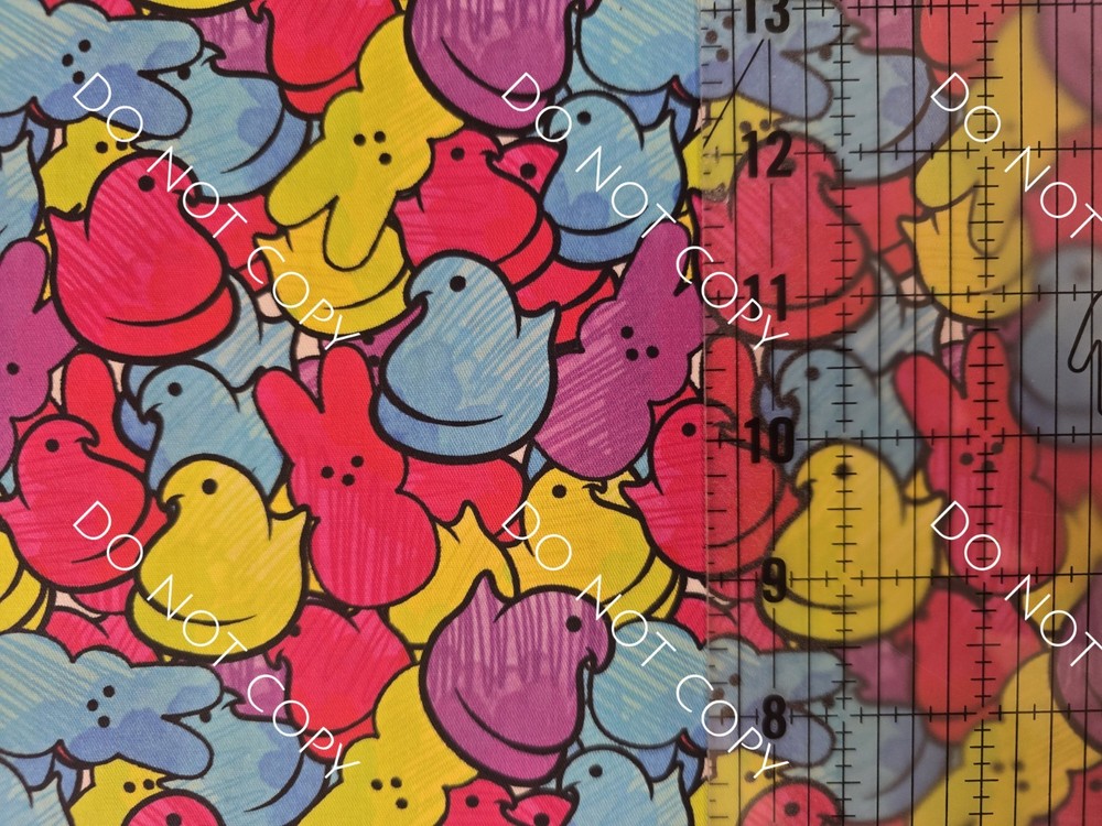 100% Cotton Woven Novelty Fabric Easter Peeps Neon By The 1/4 Yard 9×56