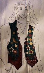Cut And Sew Vest Pattern Adult XS-L Starry Night Vtg 90s Folk Art 1 Pc Holiday