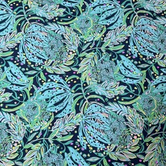 Lilly Pulitzer Cotton Poplin Fabric Low Tide Navy Catty Purrsonality 36″ X 57″