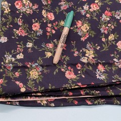 Navy Floral Cotton Blend Fabric 4 Yards 60 inches Wide