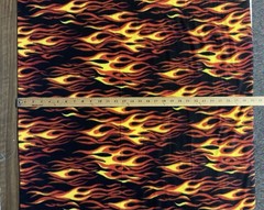 FLAMES FIRE RED ORANGE YELLOW BLACK FLEECE FABRIC BTY