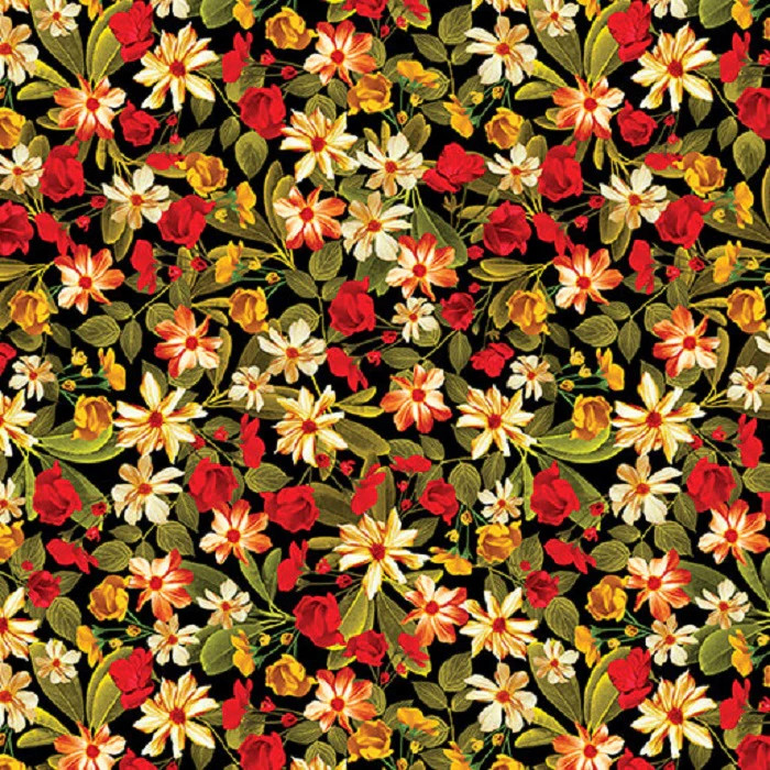 BENARTEX – Harvest Beauty By Kanvas Studio – Harvest Meadow – Black ,1/4 yard