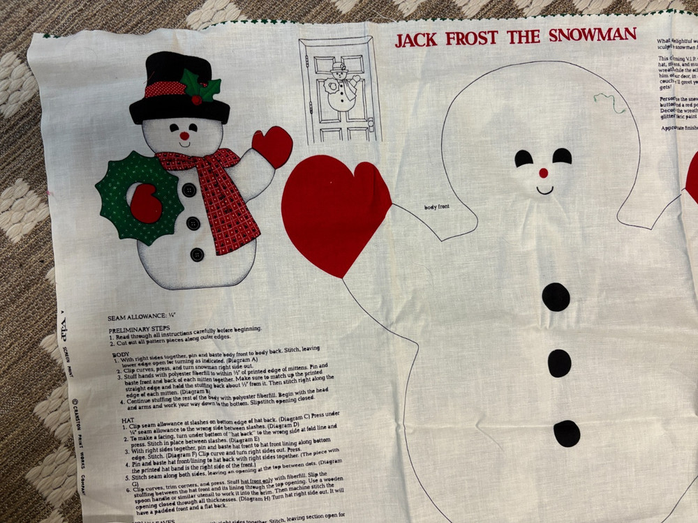 Cut And Sew Panel- JACK FROST SNOWMAN Door panel cut and sew