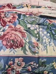 19+ Yards VTG Waverly Carolina Rose Fabric Blue Pink Floral Home Decor Chintz
