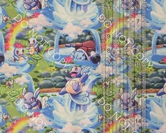 Custom 100% Cotton Woven Fabric Pokemon Rainbow By the 1/4 Yard 9×56 V2