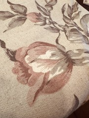Vintage lg scale Floral Pink Taupe Sage Upholstery Sewing Fabric 104″ x 56″
