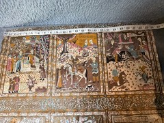 Fabric Lot Oriental Asian Silk Panel Prints Frame Or Cut 6 Pieces Vintage