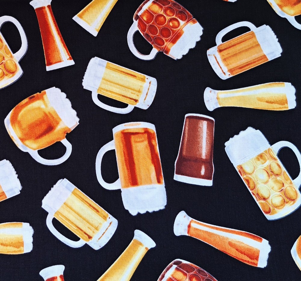 1 Yard Tossed Beer Bottles BTY Fabric Bar Alcohol 100% Cotton Sewing Fabric