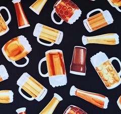 1 Yard Tossed Beer Bottles BTY Fabric Bar Alcohol 100% Cotton Sewing Fabric