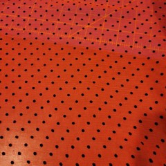 Red Crinkle Silk Chiffon w/ Black Velvet Flocked Dots – Soft & Elegant! Italy