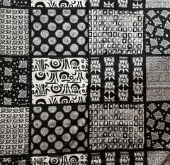 Vintage Black White Geometric Print Cotton Fabric 2 Yards 45″W Boho Modern