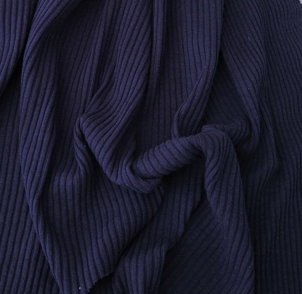 Cotton Spandex 4×4 Rib Knit Fabric by the Yard Navy 10/20
