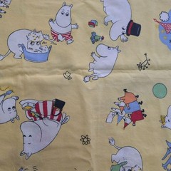 Moomin Vintage Fabric Yellow Multicolor 173x140cm Cotton Handcraft