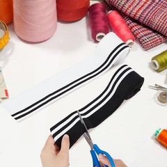 Stretch Rib Cuff Knitted Fabric Stripes Pattern 43.3×2 Inch Sewing 4 Strands