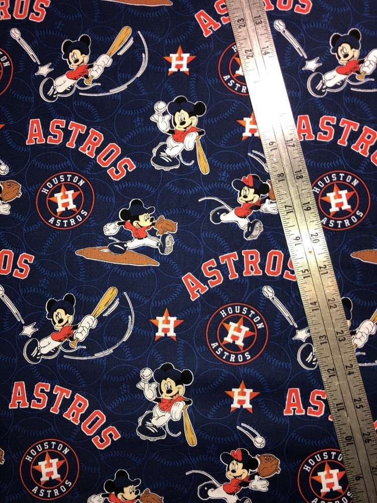 MLB Mickey Mouse Houston Astros 1/2 yard (18 by 44”) Cotton Fabric new
