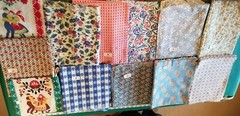 your choice VTG Feed Flour Sack feedsack cotton Craft quilt Fabric SPOTS STAINS