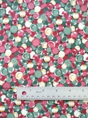 1½ yards cotton fabric ~ ALLOVER BUTTONS ~ green red beige