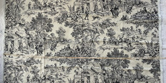 Vtg House ‘N Home Toile Fabric 1986 Black White 33″ X 54″