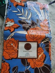 6yards blue orange-flowered wax print High Quality 100% Cotton African wax print