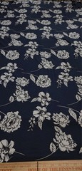 Navy Blue floral Printed spandex stretchable Fabric wrinkle Free 60” W Sold BTY