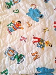 Quilted Sesame Street Comforter Fabric 3 Yards Vintage Alphabet Letters 110″x45″