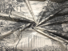 P Kaufmann YORKSHIRE DALE SLATE Black White Toile Designer Drapery Uph Fabric