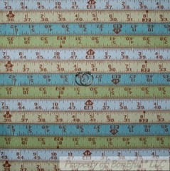 BonEful Fabric FQ Cotton Quilt Blue Brown Tape Measure Construction Wood Work US
