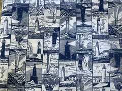 UK UNITED KINGDOM LIGHTHOUSES 100% COTTON FABRIC 1 YD