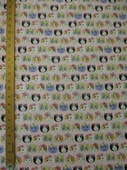 CATS FACES FLOWERS CAT ICON PINK KITTY COTTON FABRIC FQ