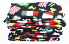 Fleece Remnants 14 Pieces Black With World Cup Soccer Pattern New