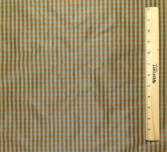 COVINGTON MURAL OTTAMAN STRIPE CHECK ORANGE BLUE TAFFETA FABRIC BY THE YARD 56″W