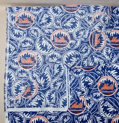 New York Mets ~ Logo Pattern MLB Cotton Fabric 1/4 Yard 9” X 56”