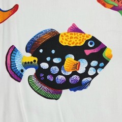 VTG VIP Cranston Tropical Aquarium Fish Bright On White Cotton Fabric 2 YD x 45″