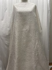 100% Silk Hand-Beaded Pearls Densely Scattered on White Fabric by the Yard 44″