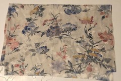 80s Upholstery Floral Fabric Rich Burgundy Gold Green Blue Cream Shiny 35″ x 58″