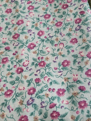 3.7 Yards Vintage Floral Cotton Fabric Pink Red Tiny Flowers Calico Quilting BTY