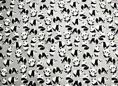 BTY ROLLING PANDA BEARS ON LIGHT GREY FLANNEL 100% COTTON FABRIC 42×36″ 1 YD