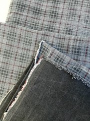 Gray Plaid print Stretch Cotton Denim Fabric Sample 1.5 yard (54”) x 47”