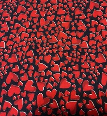 One & 1/4 Yard Black With Red Hearts 60”Wide 100% Cotton