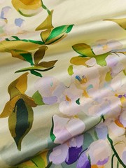 Flower Natural Charmeuse Linen Silk Material Heavy 31 Momme Silk Linen Fabric