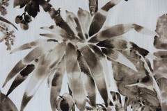 CHIVASSO CURTAIN FABRIC DESIGN “Jungle Like” 3.50 METRES CHARCOAL LINEN BLEND