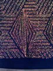 Thea RAINBOW Geometric Sequins Diamond & Stripes on Poly Spandex Fabric by the