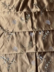 Chinese Satin Plum Blossom Brocade Polyester brown remnant 18″ x 22″ wide