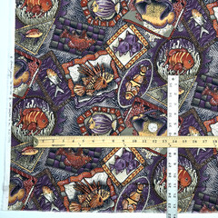Faux Patchwork Exotic Fish Purple Sampou The Red Sea Kaufman Cotton Fabric 27″L