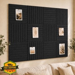 Baysola Stripe Felt Panels 48×36 Black Fine stripe