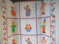 Spring Industries ” Clown” ALLOVER COTTON Fabric Panel 12 BLOCKS VTG RARE NEW