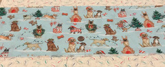 Christmas*Cute Dogs* Decorating* Light Strings*Trees*Wreaths *100% Cotton*8″x22″