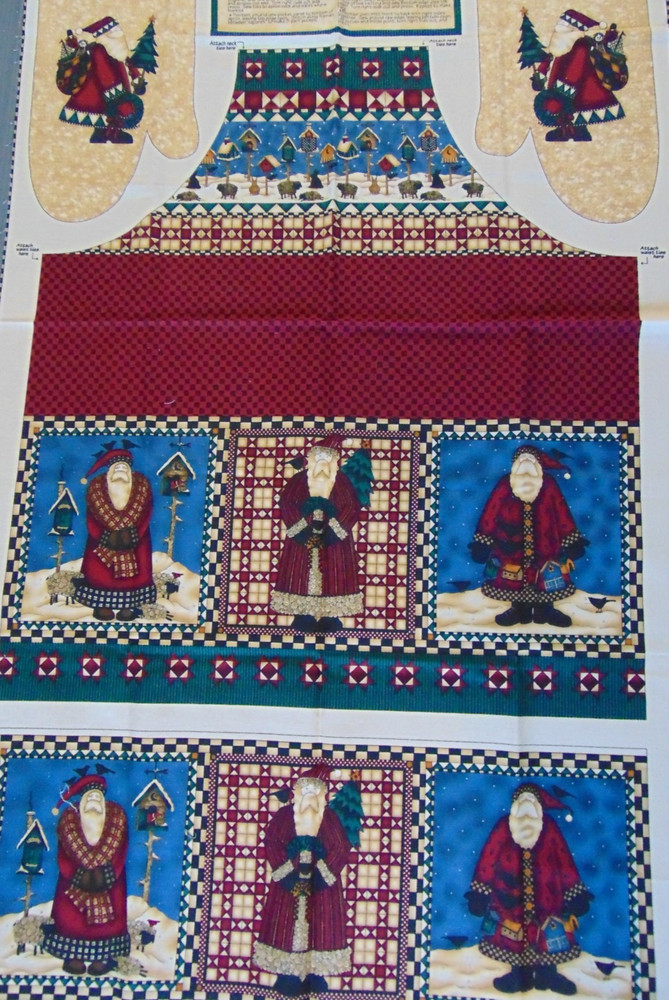 MMFab Debbie Mumm Cotton Fabric Christmas Apron & Mitt Panel Cut-Out