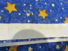 Nancy J. Smith & Lynda S. Milligan COTTON FABRIC BLUE ORANGE YELLOW STARS 2 YDS
